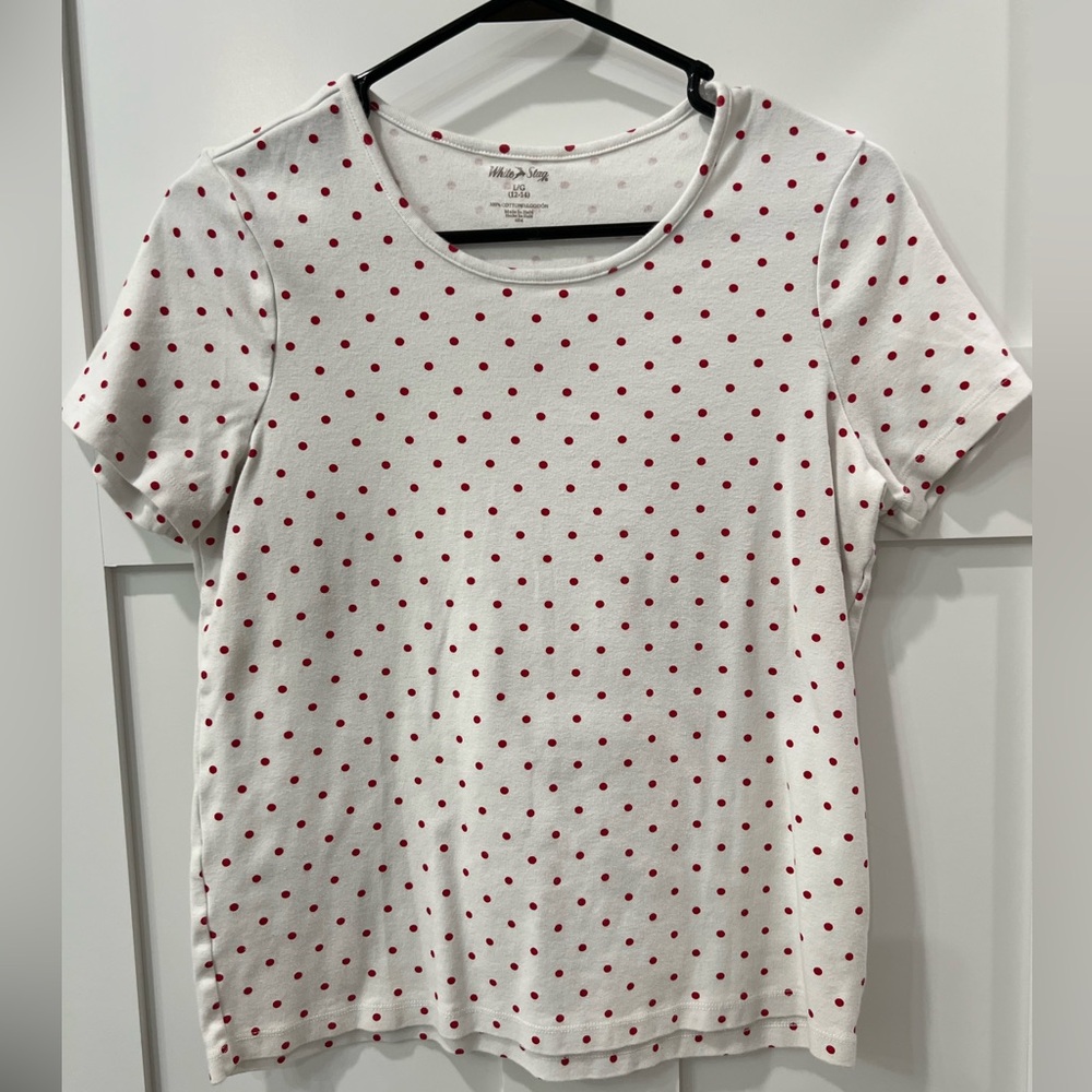 White Polka Dot Women's Top
